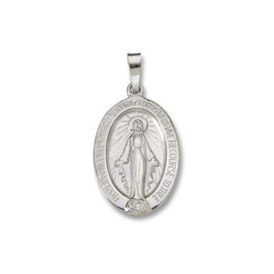 14 Kt. Oval White Solid Religious Medal WM22