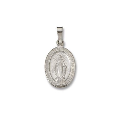 14 Kt. Oval White Solid Religious Medal WM32