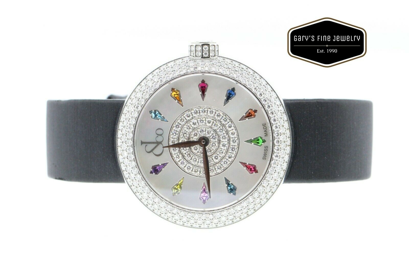 Jacob & Co Brilliant Collection 38mm Diamond Bezel Watch w/ Rainbow Dial Tickers