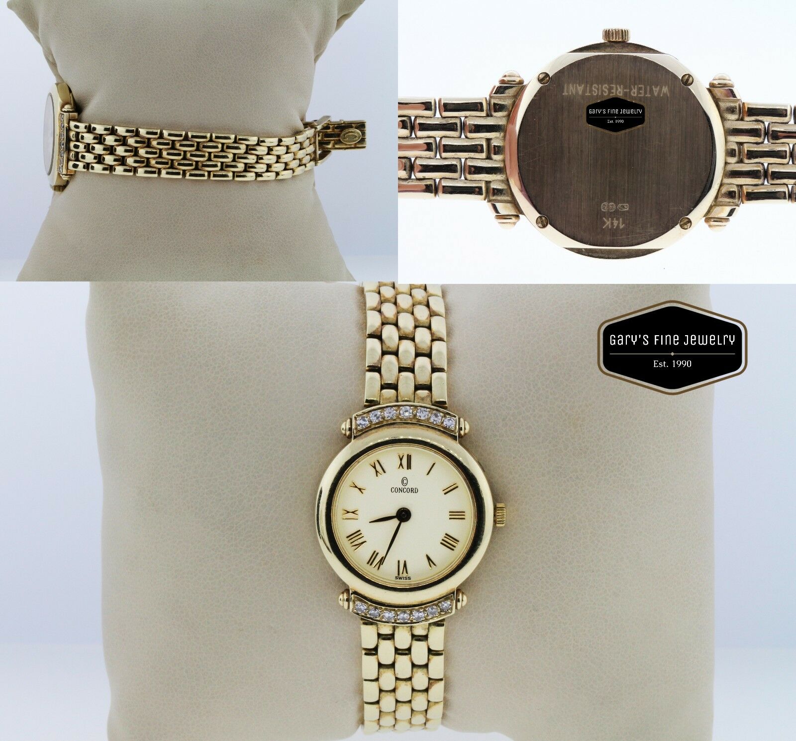 Concord 14K Yellow Gold Diamond Bezel White Dial 23mm Women's Watch