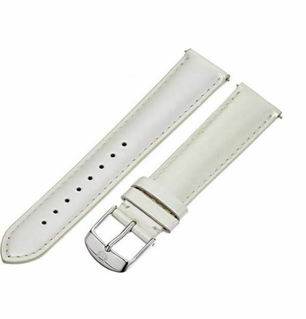 MICHELE MS18AA050040 18mm Patent Leather Silver Watch Strap