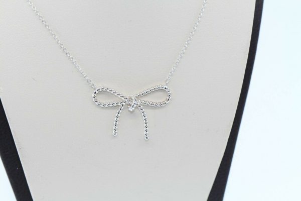 Tiffany & Co.Sterling Silver Twist Ribbon Bow Pendant Necklace