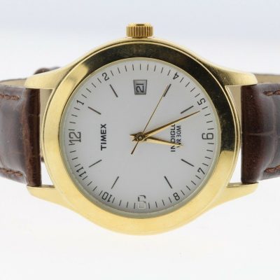 Timex Gold Plated Stainless Steel Case Women's Brown Leather 37mm Watch