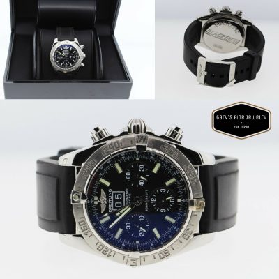 Breitling Blackbird Automatic A44359 SS 44mm w/ Black Rubber Adjustable Band