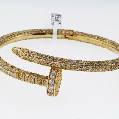 Women's 13.50ct Diamond 14k Yellow Gold Bangle Bracelet