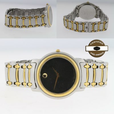 Movado Men's 35mm Black Dial Two-Tone Gold-Tone SS Bracelet Watch 81 E2 865 5