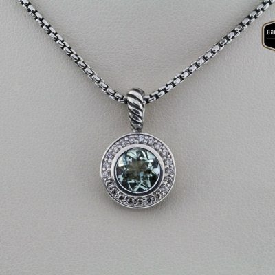 David Yurman Green Amethyst Women's Pendant Sterling Silver & Diamond w/ Chain