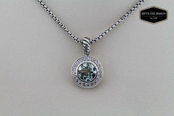 David Yurman Green Amethyst Women's Pendant Sterling Silver & Diamond w/ Chain