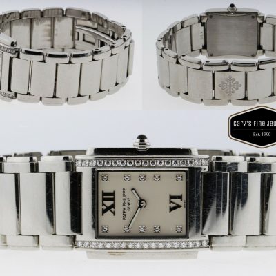 Patek Philippe 4910/10 Twenty 4 Factory Diamond Steel 25mm Ladies Watch MINT