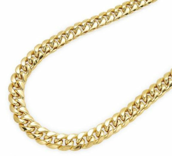14K Yellow Solid Gold 6 14K Yellow Solid Gold 6.9mm Miami Cuban Link Box Clasp Lock Chain Necklace