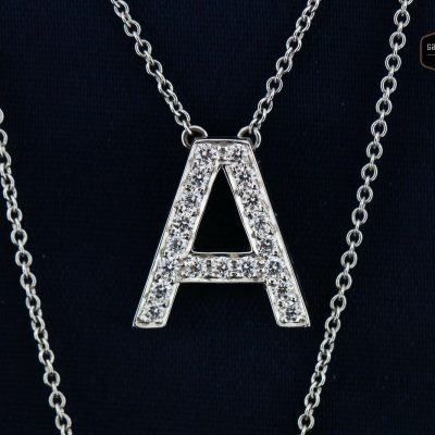 TIFFANY & CO Inital --"A"-- Platinum Diamond Pendant