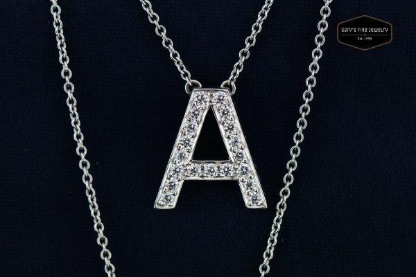 TIFFANY & CO Inital --"A"-- Platinum Diamond Pendant