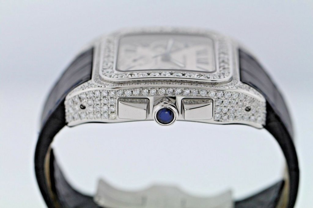 Cartier Santos 100 XL 2740 Chronograph Automatic Watch with Diamond Dial & Case 