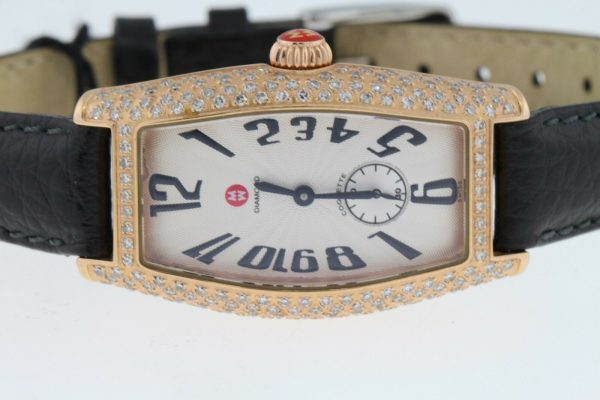 MICHELE Coquette Diamond Rose Tone Stainless Steel Leather 71-7001 Ladies' Watch