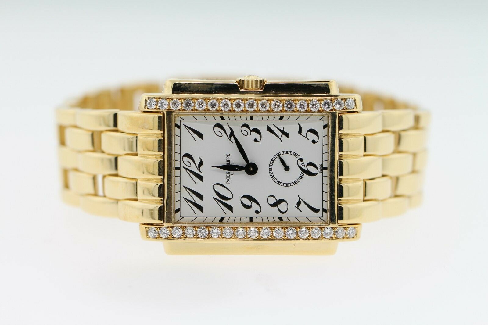 Patek Philippe Gondolo Unisex 18K Yellow Gold 1CT Diamond Bezel Quartz Watch