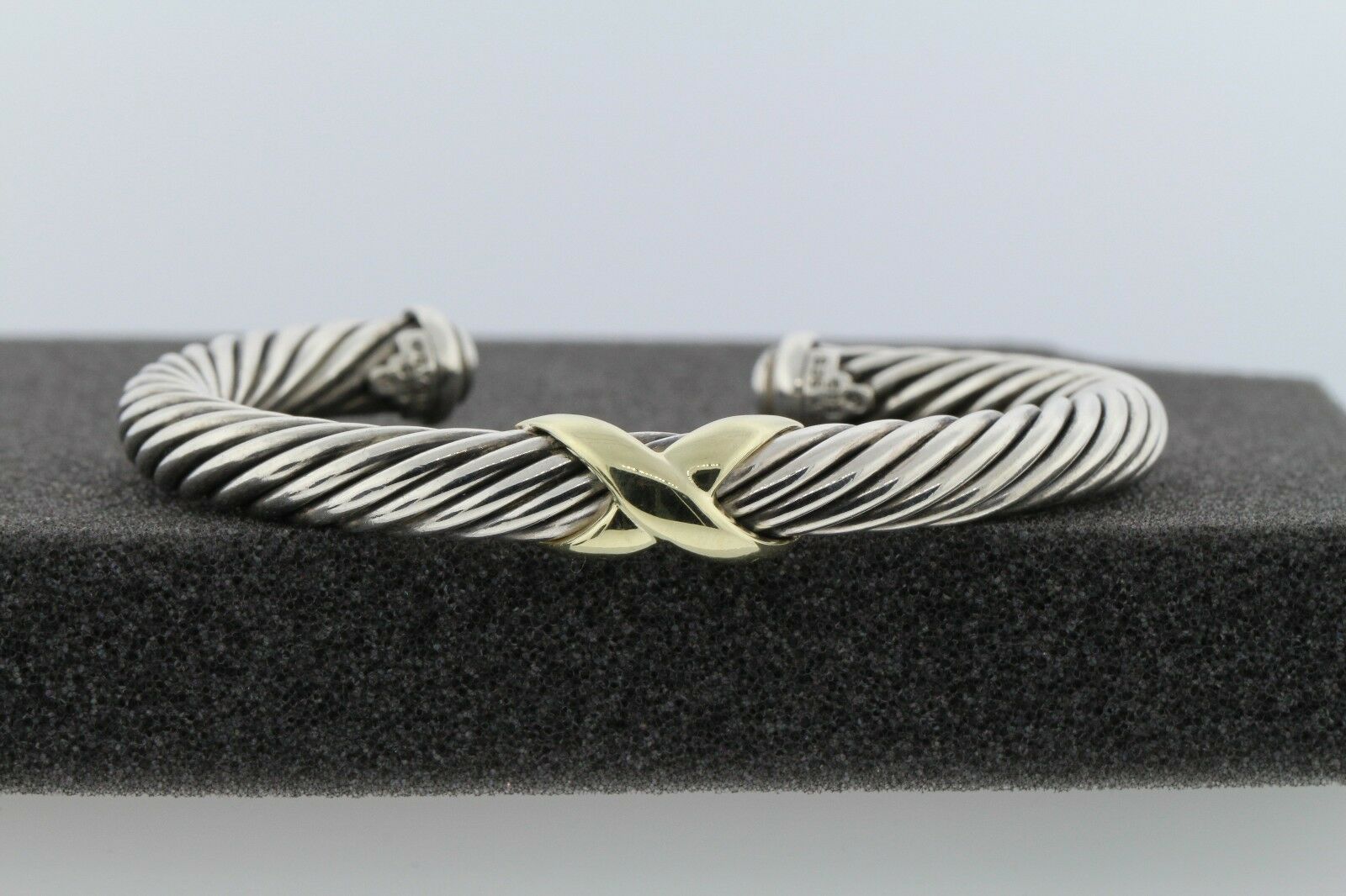 David Yurman X Cable Bracelet Two-Tone Yellow Gold & Silver Medium Size 7mm 3 David Yurman X Cable Bracelet Two-Tone Yellow Gold & Silver Medium Size 7mm