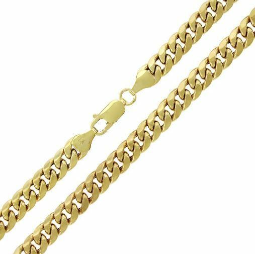 10K Yellow Gold 7.7mm Miami Cuban Link Box Clasp Lock Chain Necklace 