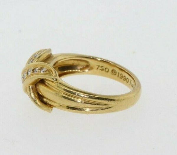 Vintage 1990 Tiffany & Co. 18K Yellow Gold Diamond Signature X Kiss Ring