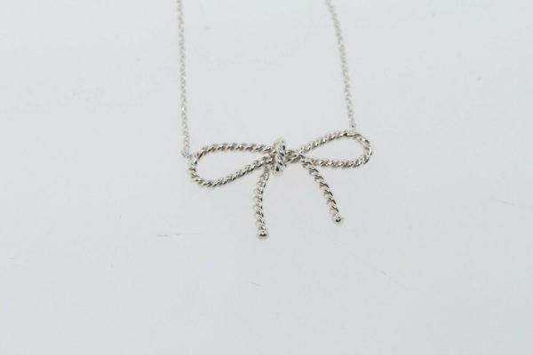 Tiffany & Co.Sterling Silver Twist Ribbon Bow Pendant Necklace