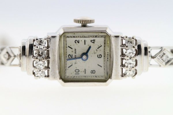Ollendorff Vintage 1930s .60ctw Diamond 14K White Gold 14.5mm Ladies' Watch