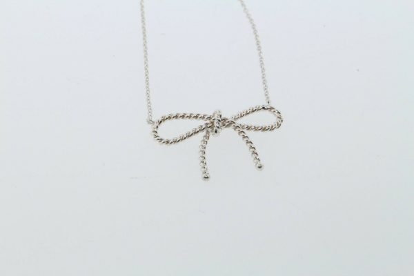 Tiffany & Co.Sterling Silver Twist Ribbon Bow Pendant Necklace