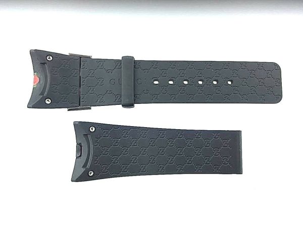 I Gucci 26mm Genuine Replacement Black Rubber Strap Men's I Gucci YA114207 Watch