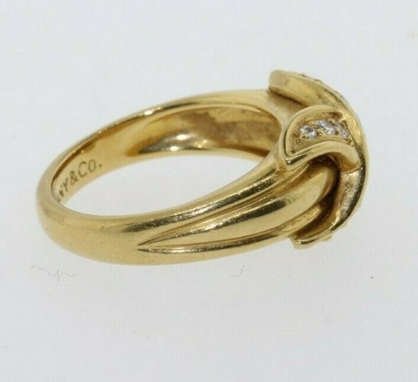 Vintage 1990 Tiffany & Co. 18K Yellow Gold Diamond Signature X Kiss Ring