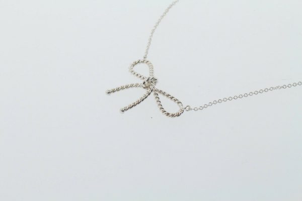 Tiffany & Co.Sterling Silver Twist Ribbon Bow Pendant Necklace