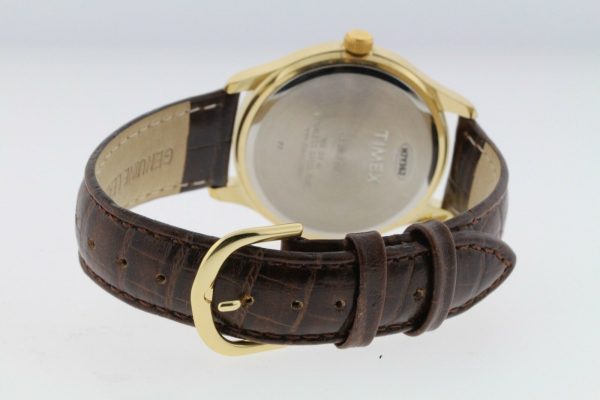 Timex Gold Plated Stainless Steel Case Women's Brown Leather 37mm Watch