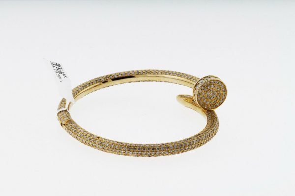 Women's 13.50ct Diamond 14k Yellow Gold Bangle Bracelet