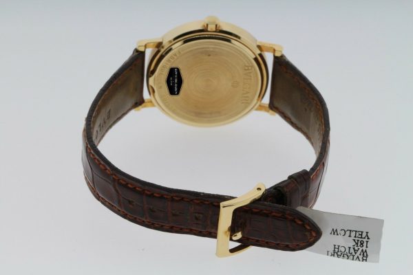 BVLGARI BB33GL 18K Yellow Gold & Red Leather Strap Unisex 33mm Watch