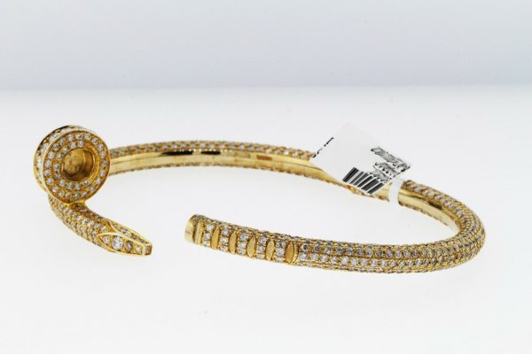 Women's 13.50ct Diamond 14k Yellow Gold Bangle Bracelet