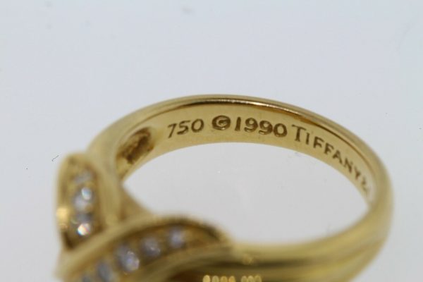 Vintage 1990 Tiffany & Co. 18K Yellow Gold Diamond Signature X Kiss Ring