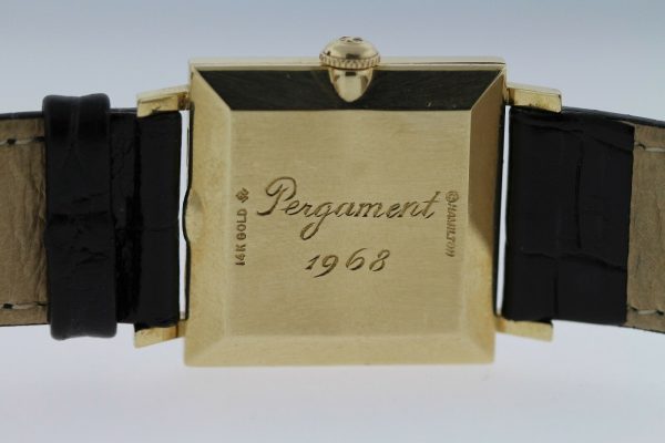 Hamilton Thinline Pergament Vintage 1968 14K Yellow Gold Ladies' Leather Watch