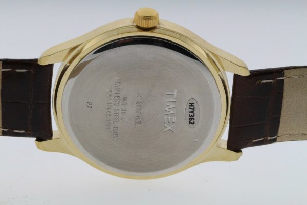 Timex Gold Plated Stainless Steel Case Women's Brown Leather 37mm Watch