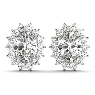 14k White Gold Diamond Earrings Color Oval Match 30162, 80475