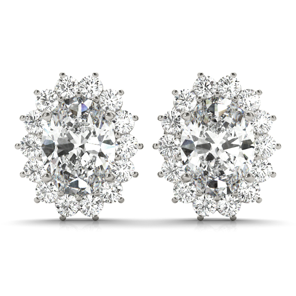 14k White Gold Diamond Earrings Color Oval Match 30162, 80475