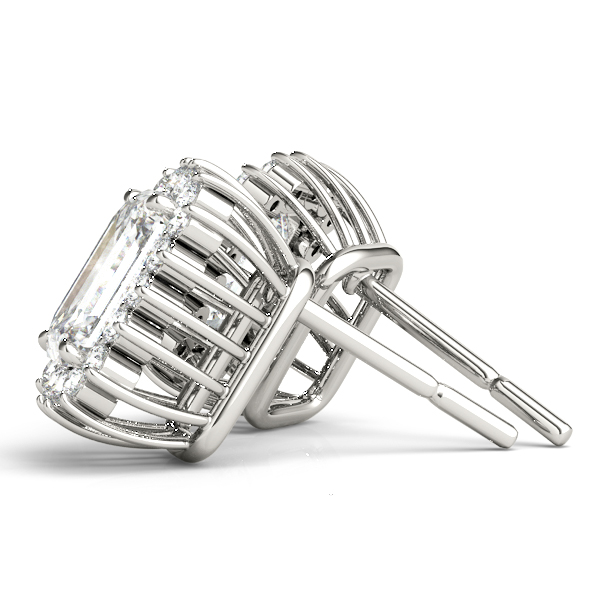 14k White Gold Diamond Earrings Color Emerald Match 81585