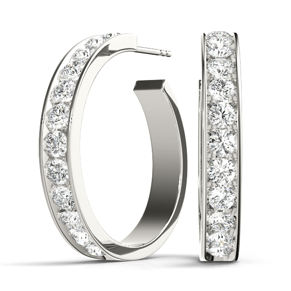 14K White Gold Standard Hoop Earrings