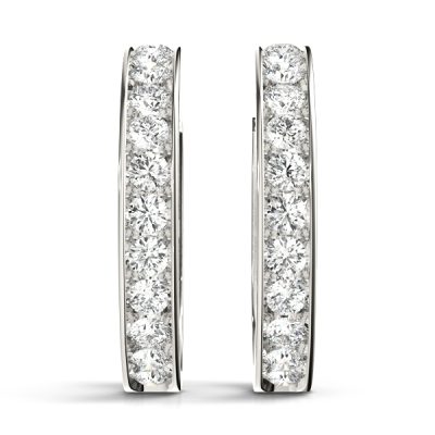 14K White Gold Standard Hoop Earrings