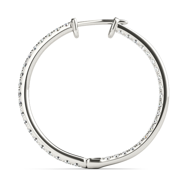 14k White Gold Standard Diamond Hoop Earrings 