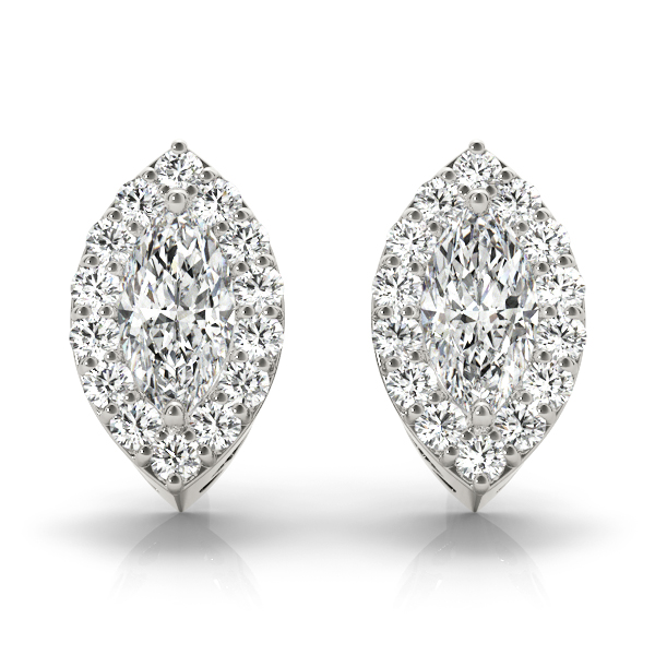 14k White Gold Halo Diamond Earrings