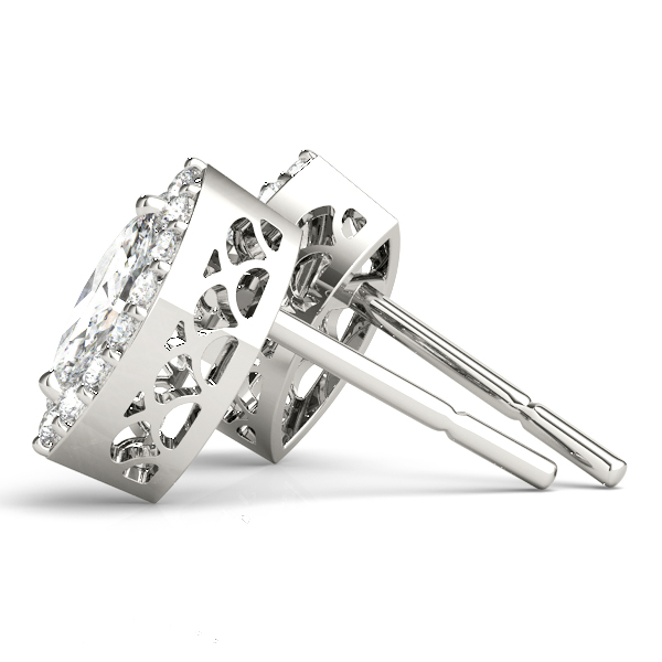 14k White Gold Halo Diamond Earrings