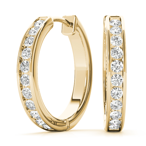 14k Yellow Gold Standard Diamond Hoop Earrings