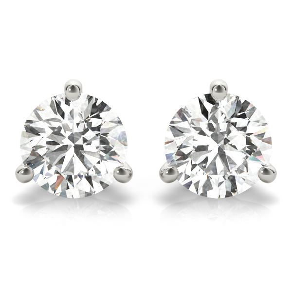 14k White Gold Single Diamond Stone Stud Earrings