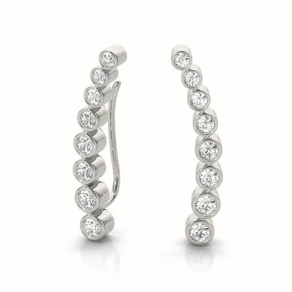 41028.set 14k White Gold Ear Climbers Diamond Earrings