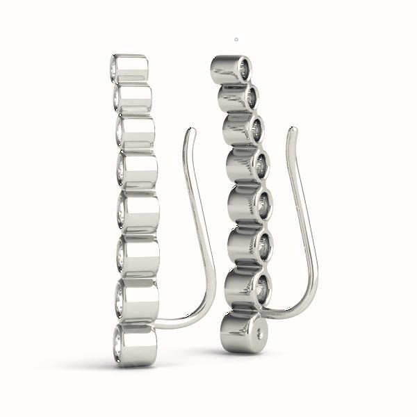 14k White Gold Ear Climbers Diamond Earrings