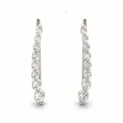 14k White Gold Ear Climbers Diamond Earrings