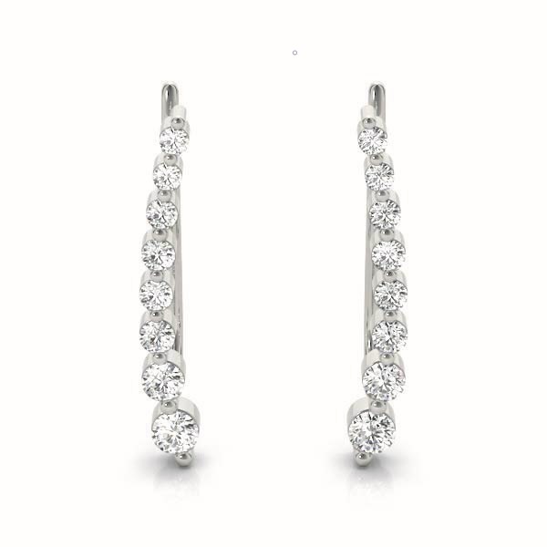 14k White Gold Ear Climbers Diamond Earrings