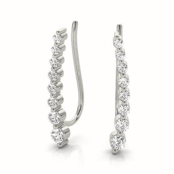 41030.set 14k White Gold Ear Climbers Diamond Earrings
